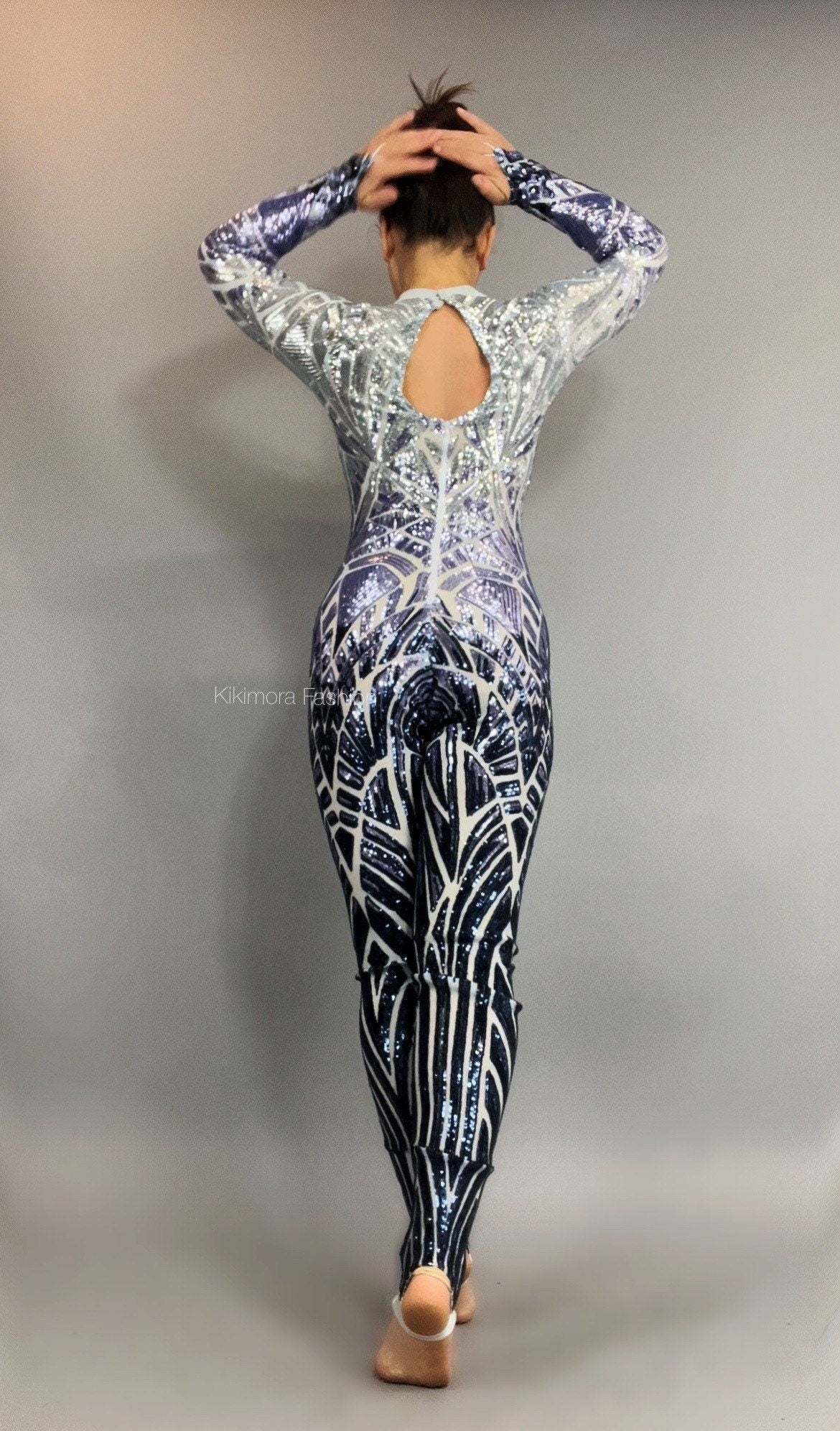 Beautiful Sequin Jumpsuit, Exotic Dance Wear, Gymnastic Costume, Futuristic Fashion, Festival Catsuit, Trending Now