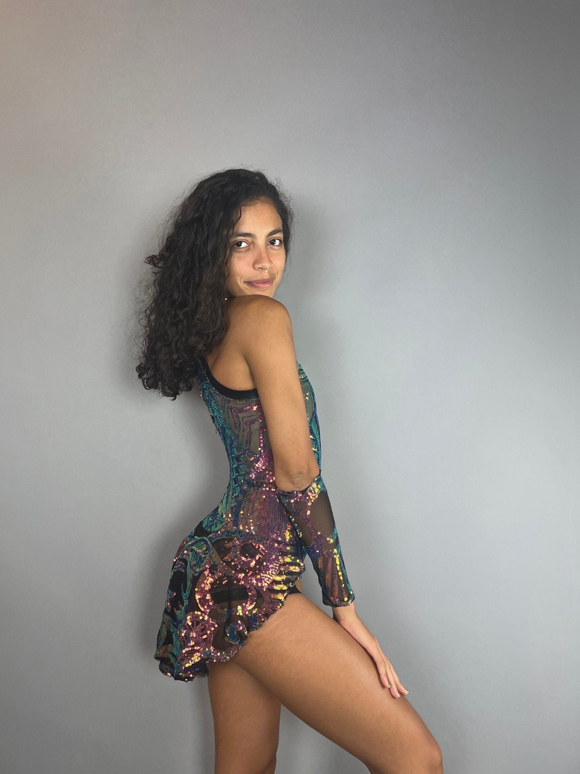 Sequin Leotard, Sheer Bodysuit, Costume for Dancers, Circus Outfit, Aerial Performers, Fire Dancers, Fairy Costume Trending Now