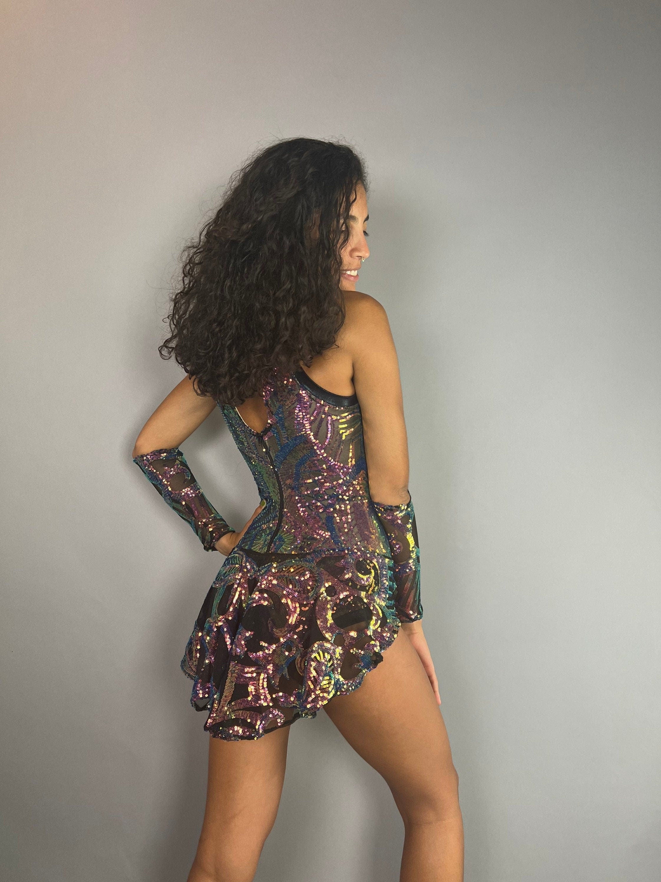 Sequin Leotard, Sheer Bodysuit, Costume for Dancers, Circus Outfit, Aerial Performers, Fire Dancers, Fairy Costume Trending Now