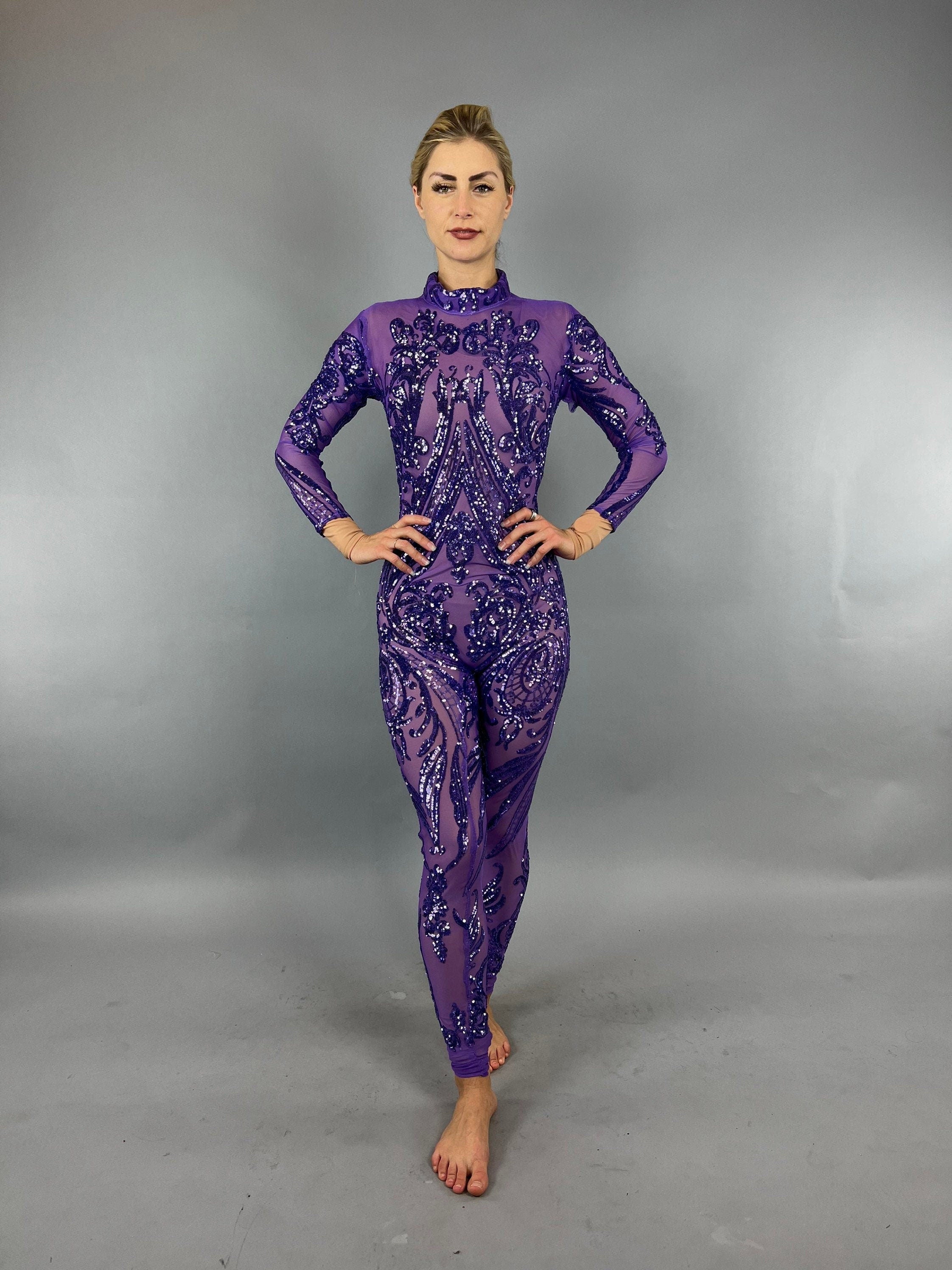 Sequins Catsuit, Exotic Dancewear, Beautiful Jumpsuit for Party, Wedding Bodysuit, Trending Now