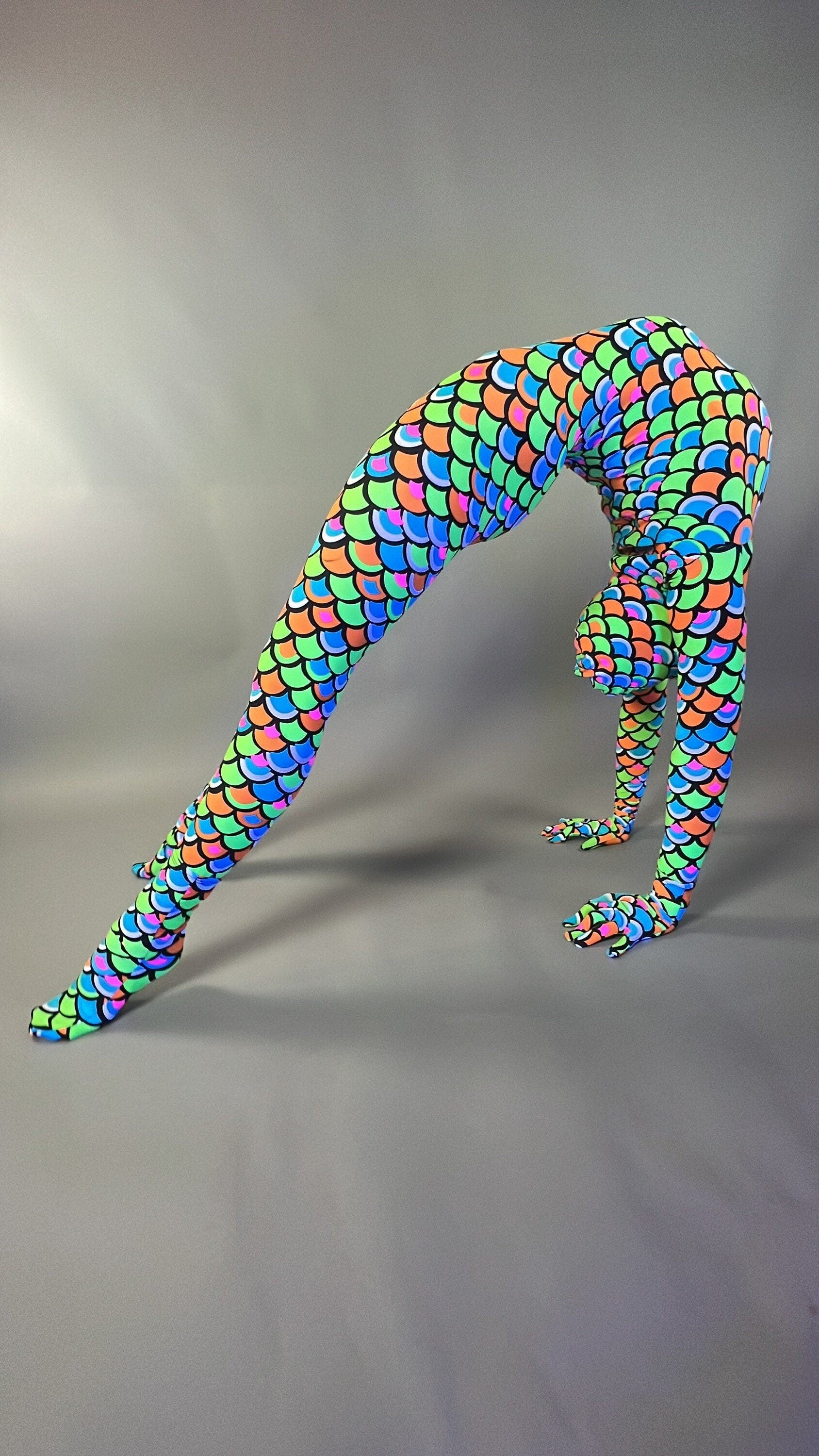 Neon Mermaid Alien Costume, Full Body Catsuit, Includes Headpiece