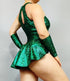 Emerald Green Leotard with Half Skirt, Halterneck, Sleeveless, Includes Hand Accessories