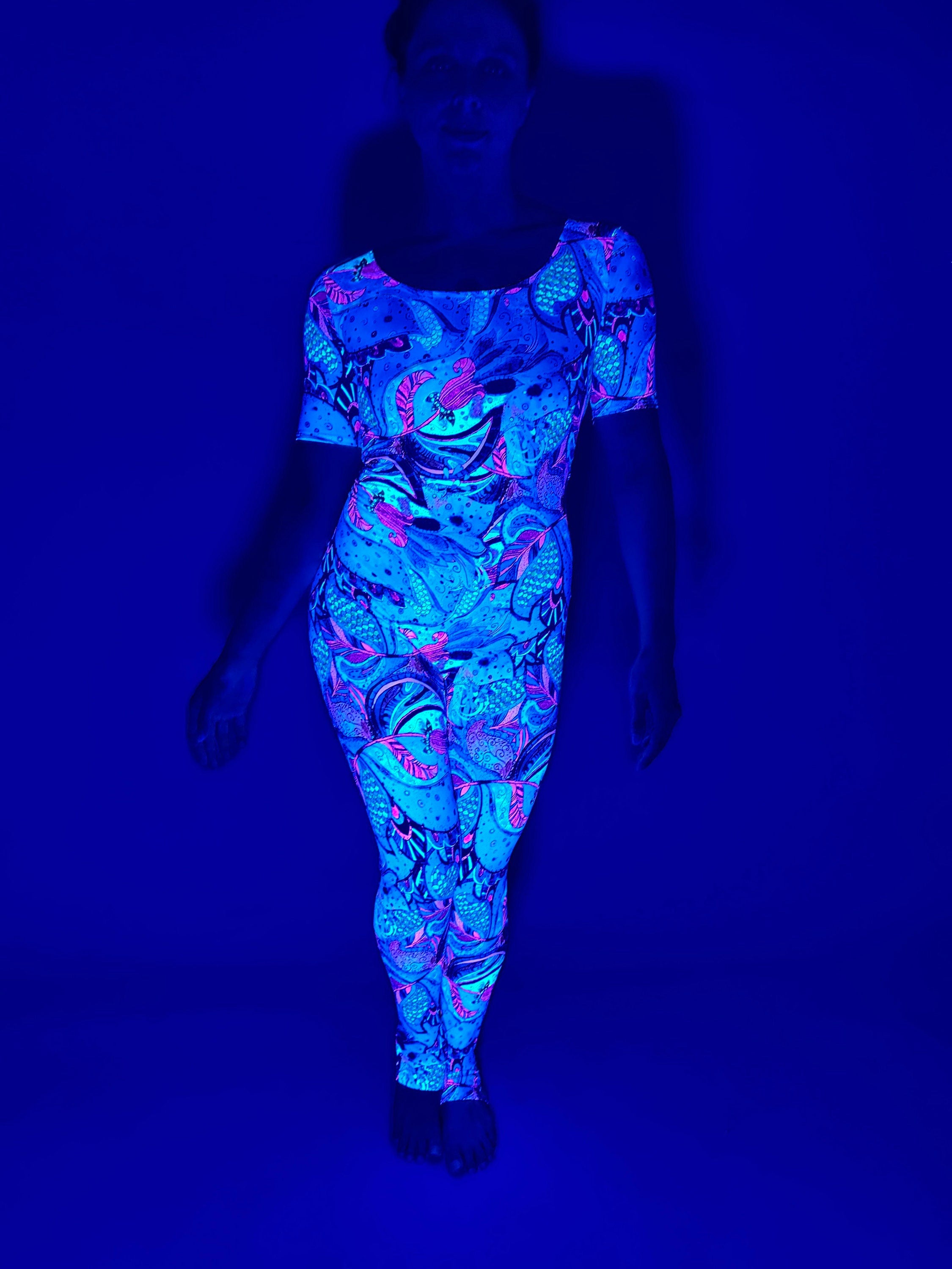 Fluorescent Flower Print Jumpsuit, Exotic Dance Wear, Trending Now, Aerialist Gift, Gymnastic Unitard