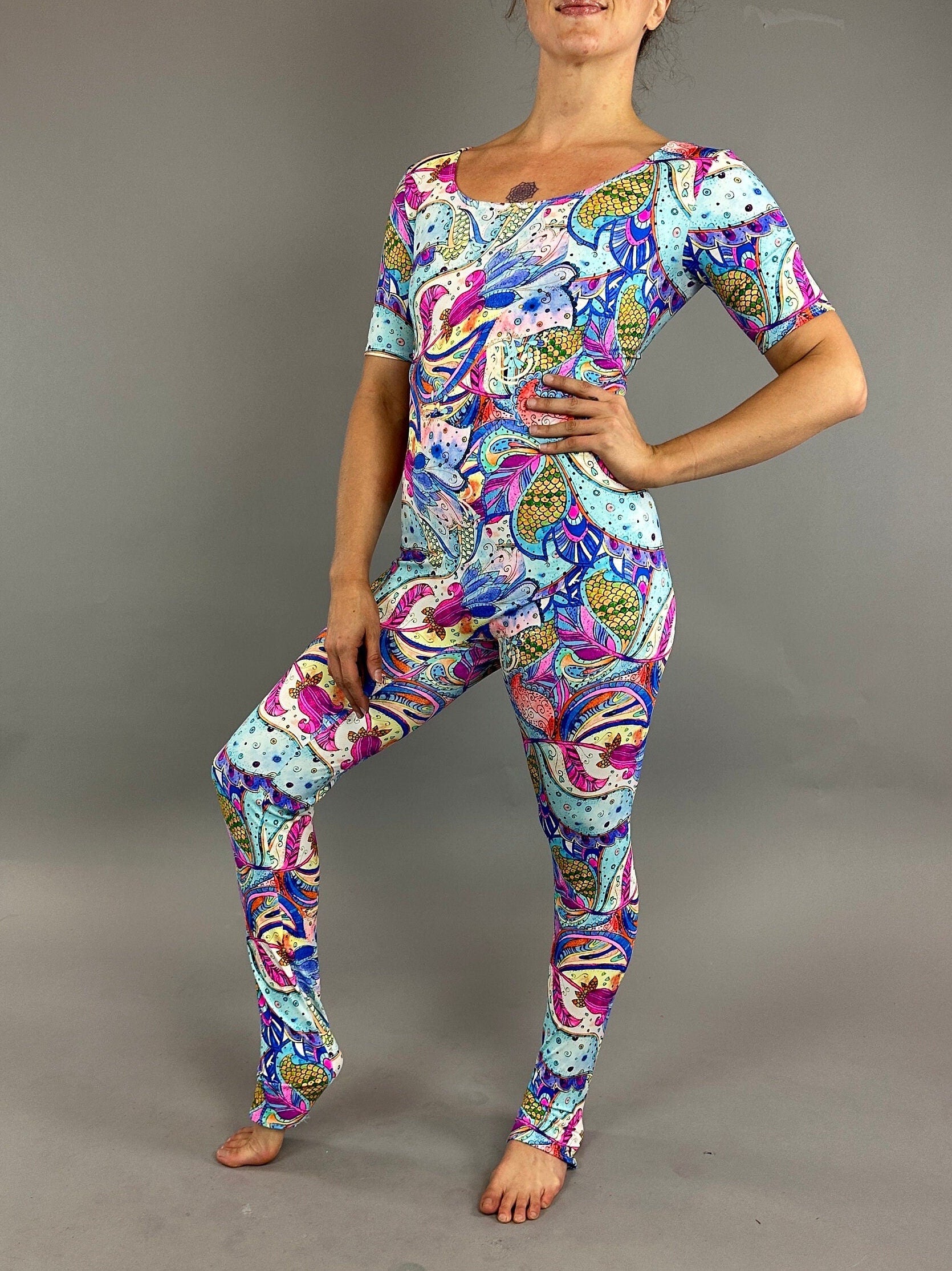 Fluorescent Flower Print Jumpsuit, Exotic Dance Wear, Trending Now, Aerialist Gift, Gymnastic Unitard