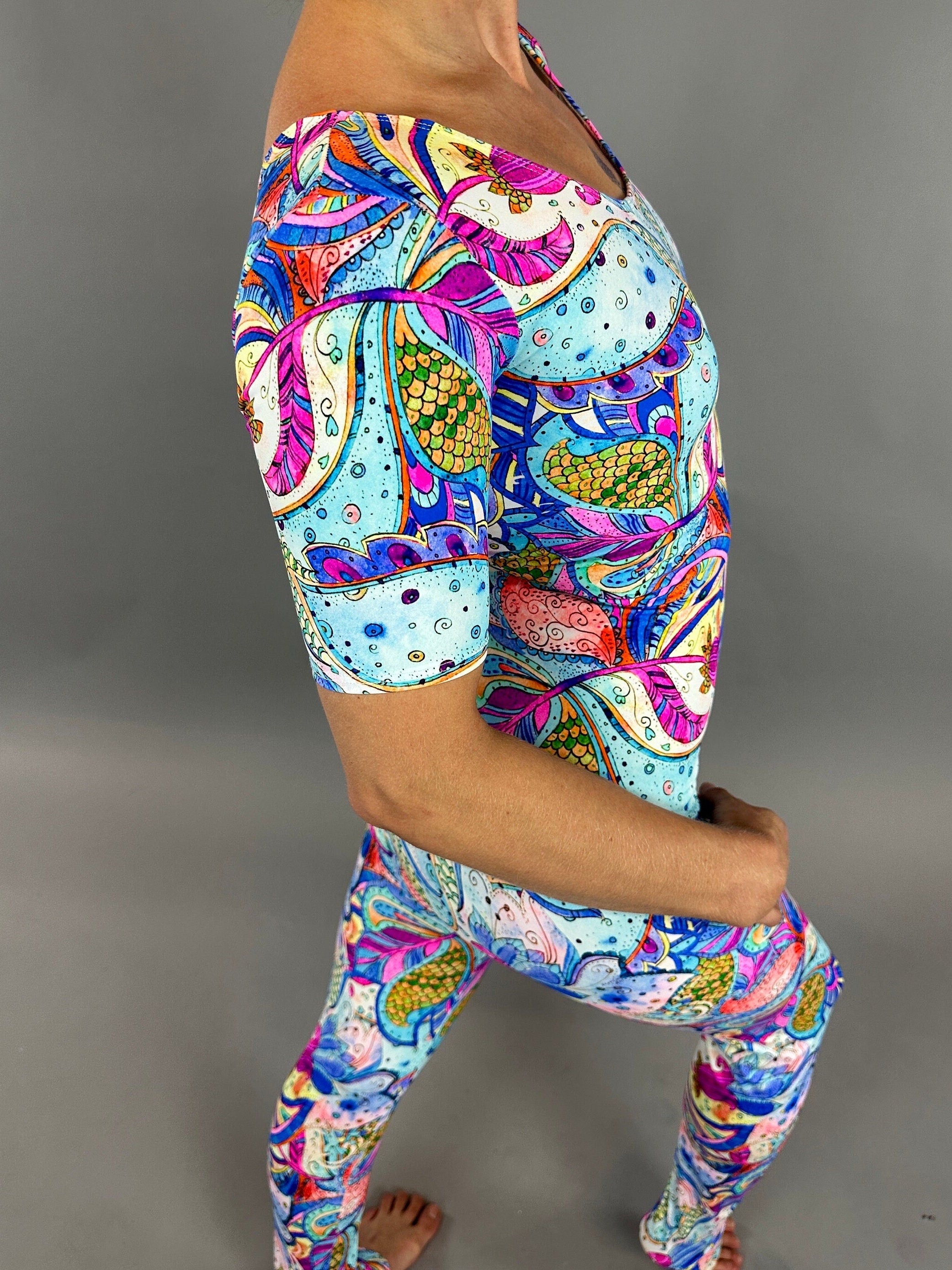 Fluorescent Flower Print Jumpsuit, Exotic Dance Wear, Trending Now, Aerialist Gift, Gymnastic Unitard