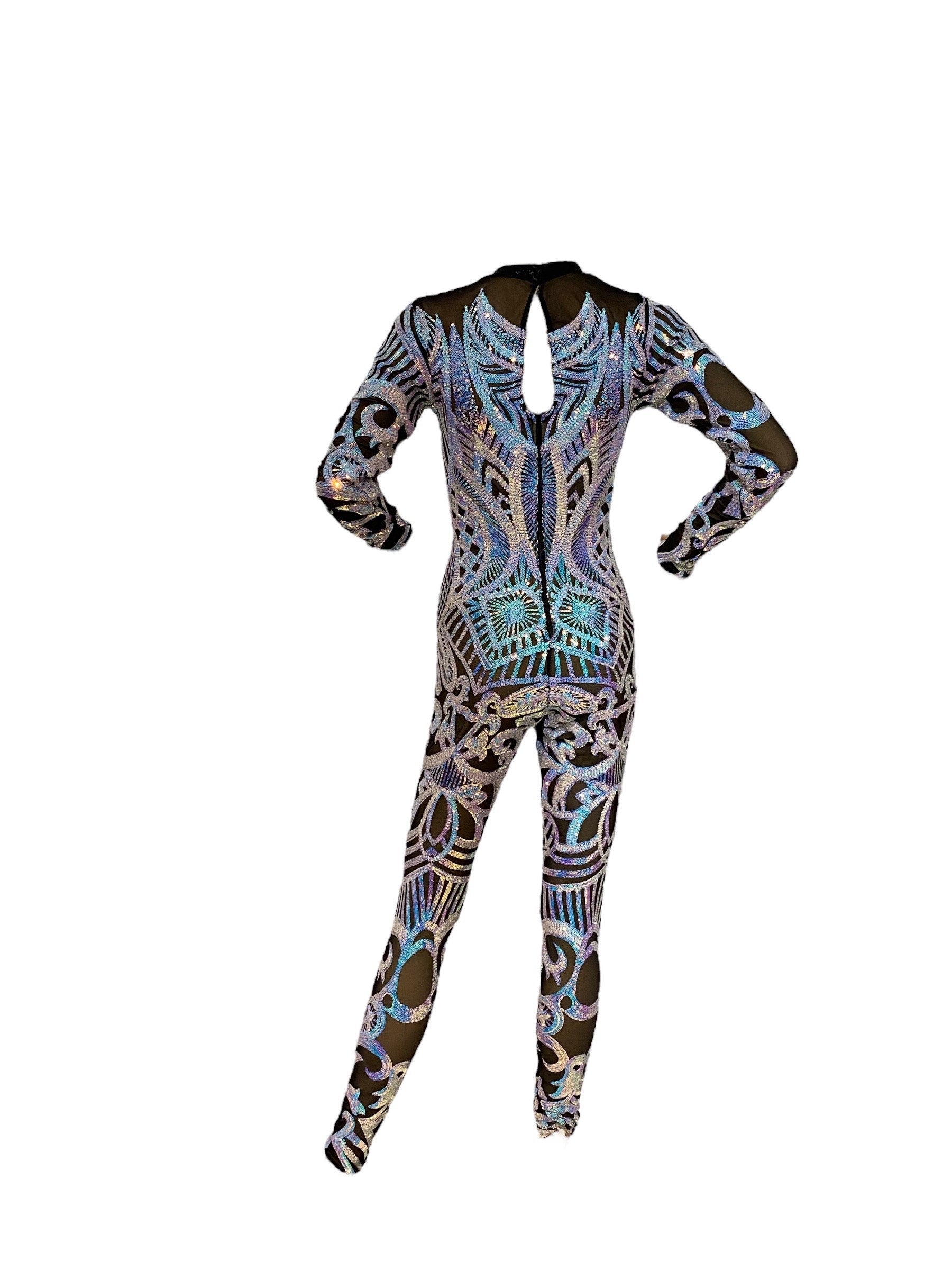 Unicorn on Black Mesh, Gymnastic Catsuit, Exotic Dance Wear, Trending Now, Circus Performers, Party Outfit, Wedding Bodysuit