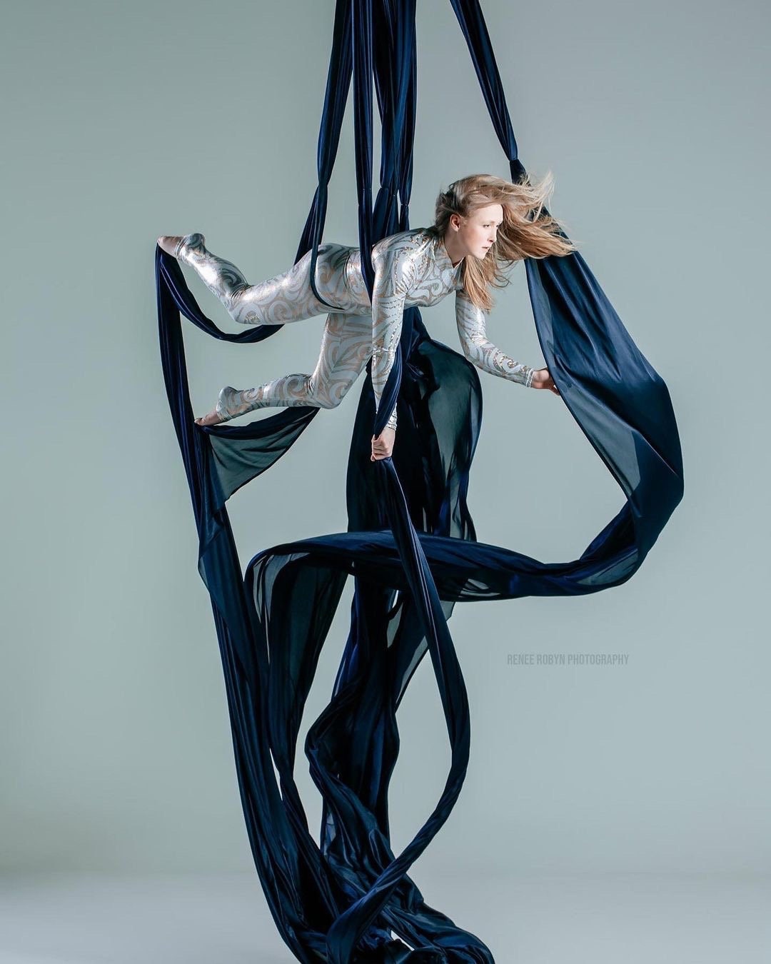 White and Gold Catsuit Bodysuit, Full Sleeves, Round Neck