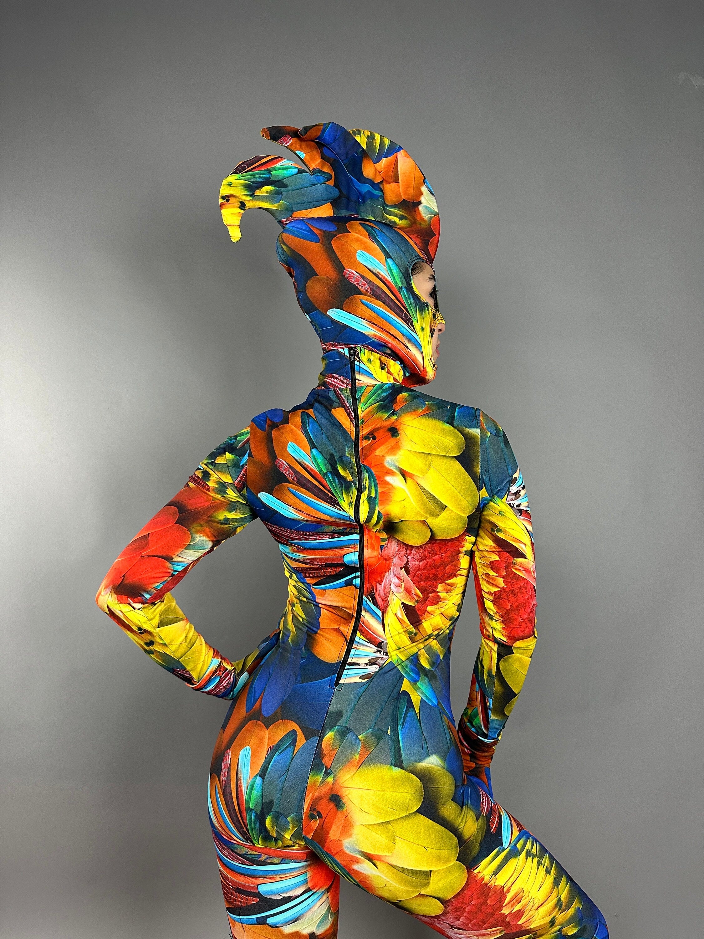 Parrot Costume, Exotic Dance Wear, Festival Fashion, Party Outfit, Circus Print, Trending Now, Mardi Gras Festival