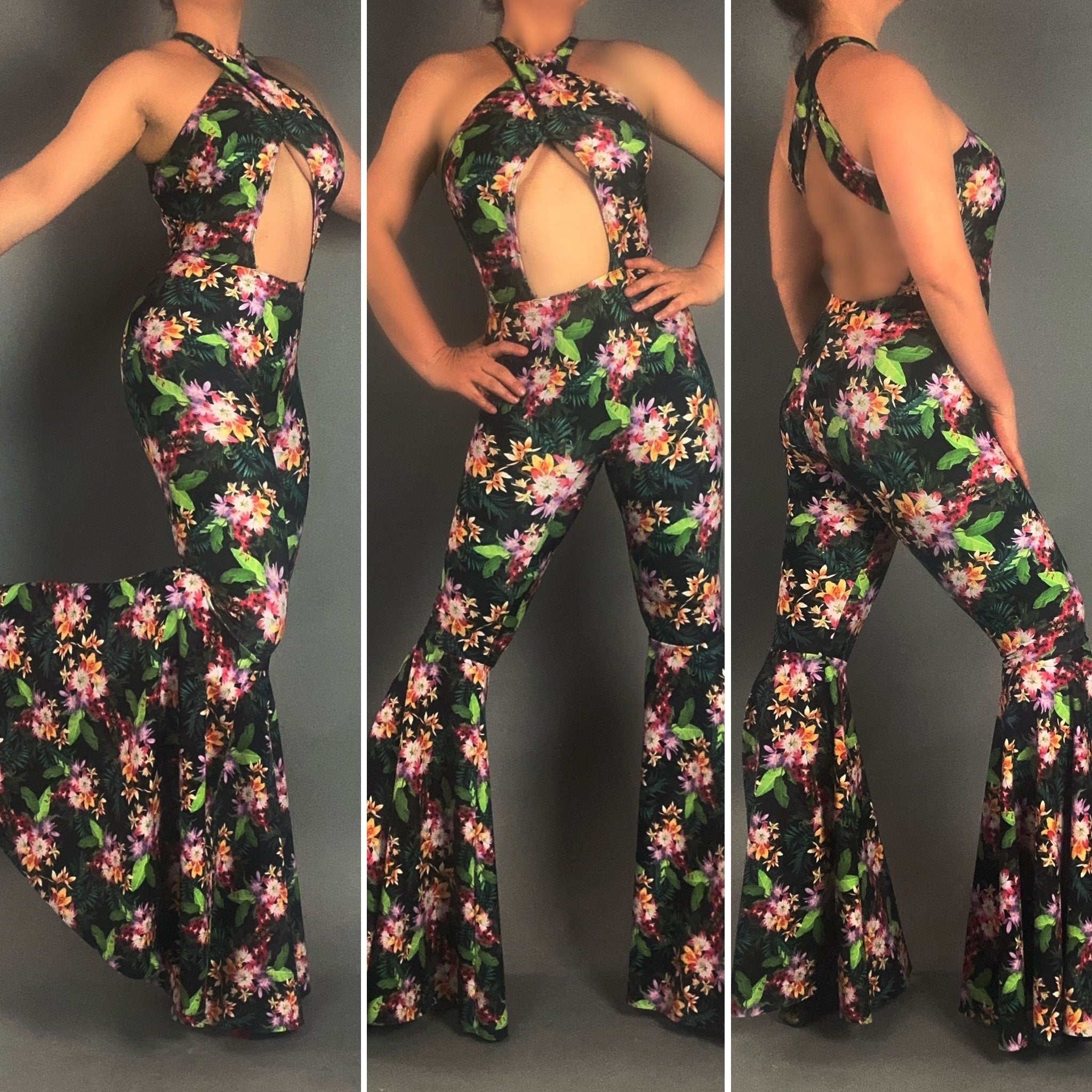 Disco Jumpsuit, Bell Bottom one piece, Selena Costume, Party Outfit, Festival Fashion, Trending Now