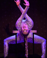 Beautiful Sheer Bodysuit, Exotic dance wear, see-trough catsuit, Trending Now, iridescent Costume. Festivals fadhion