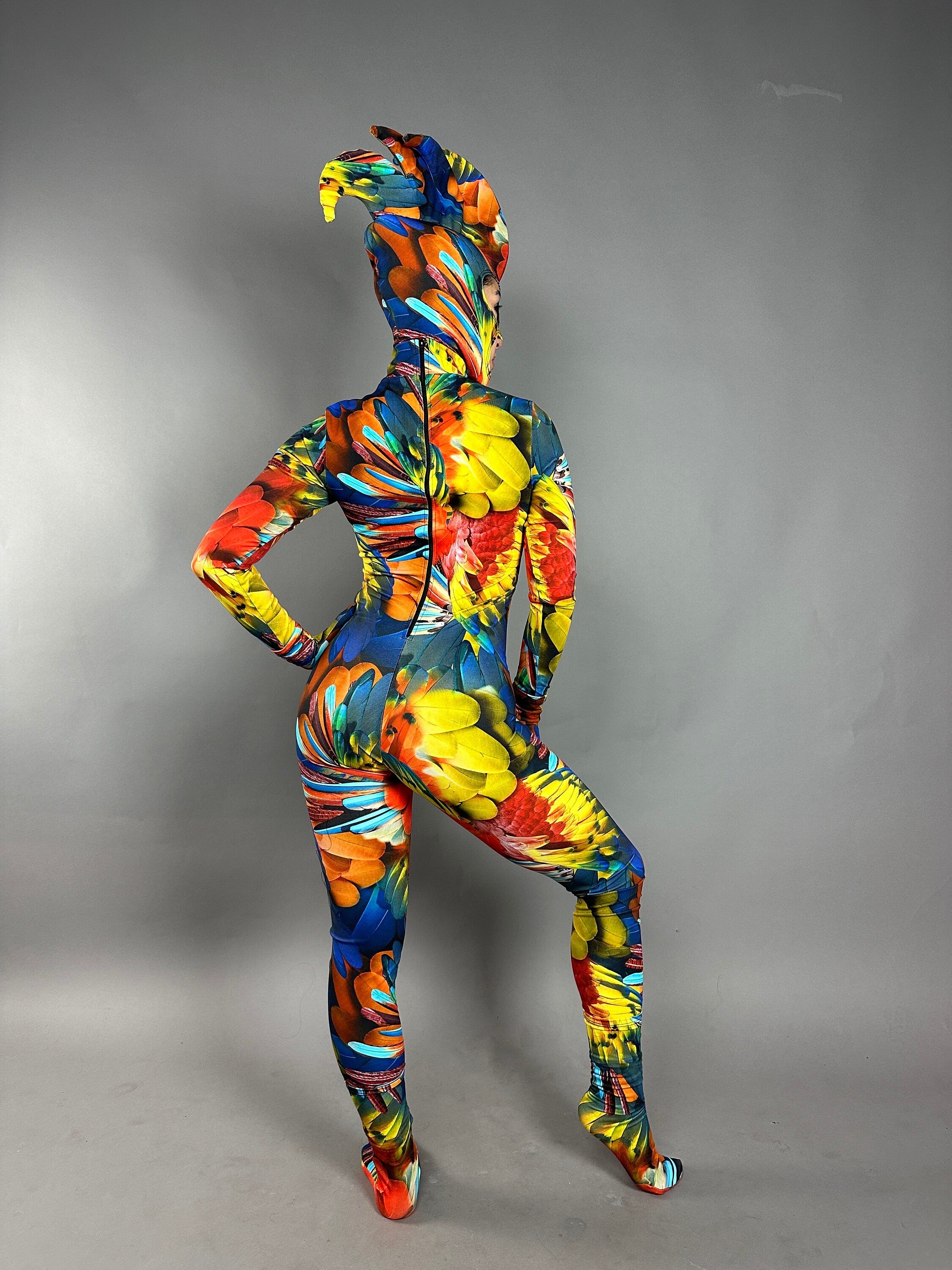 Parrot Costume, Exotic Dance Wear, Festival Fashion, Party Outfit, Circus Print, Trending Now, Mardi Gras Festival