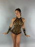Show girl costume, Black Gold Sequins Leotard, Salsa dancer, bodysuit for woman, Exotic Dance wear, Bridal bodysuit.trending now