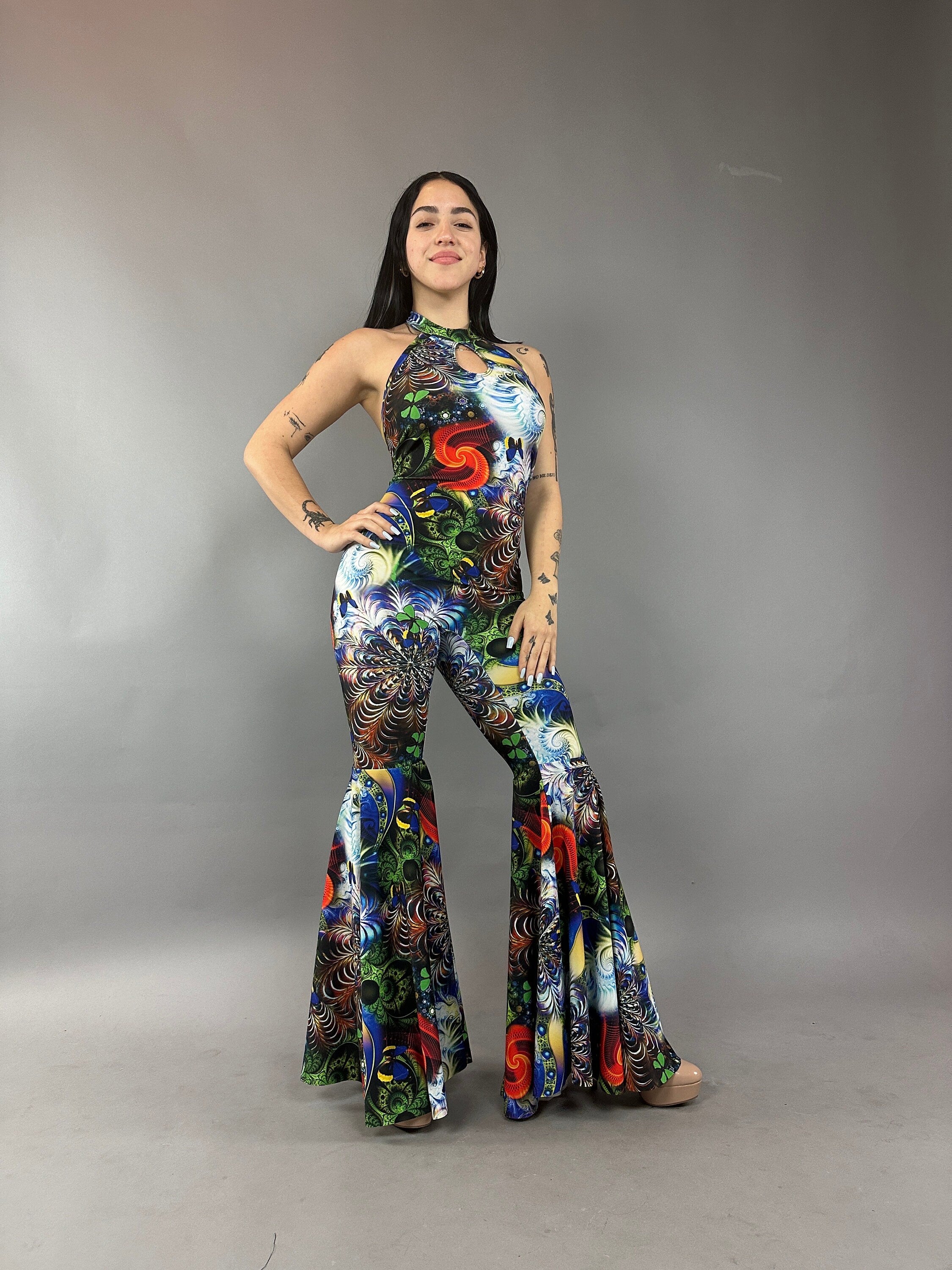 Rave Jumpsuit, Bell Bottom one piece, Disco Costume, Futuristic Clothing, Party Outfit, Festival Fashion, Edm Outfit, Trending Now