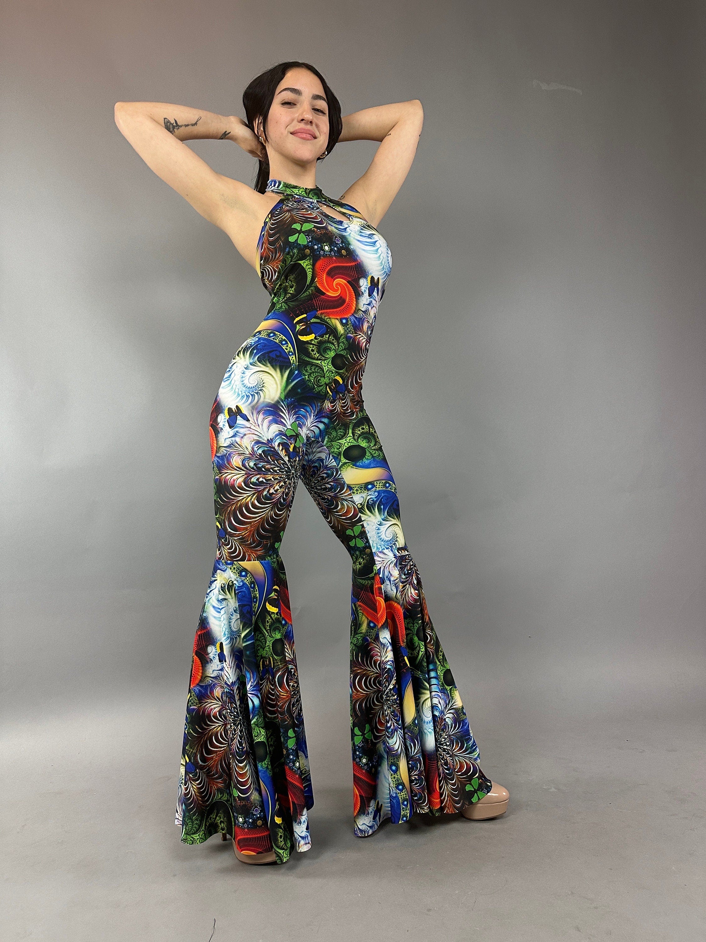 Rave Jumpsuit, Bell Bottom one piece, Disco Costume, Futuristic Clothing, Party Outfit, Festival Fashion, Edm Outfit, Trending Now