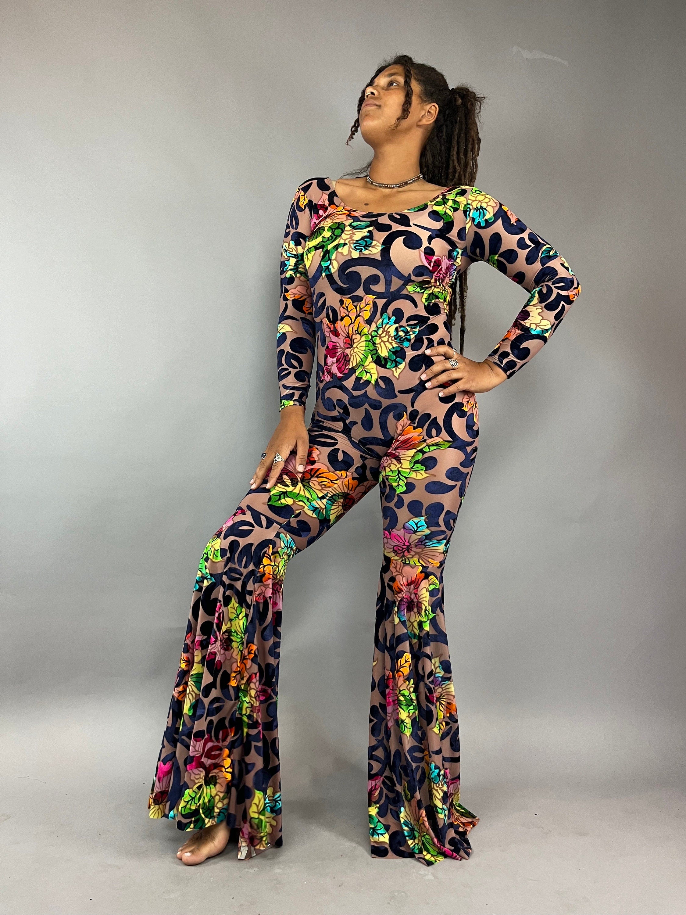 Disco Jumpsuit,festival Outfit, Trending Now, Exotic Dance Wear, Bohemian Pants