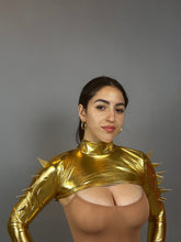 Gold Shrug With Spikes, Turtleneck, Full Sleeves