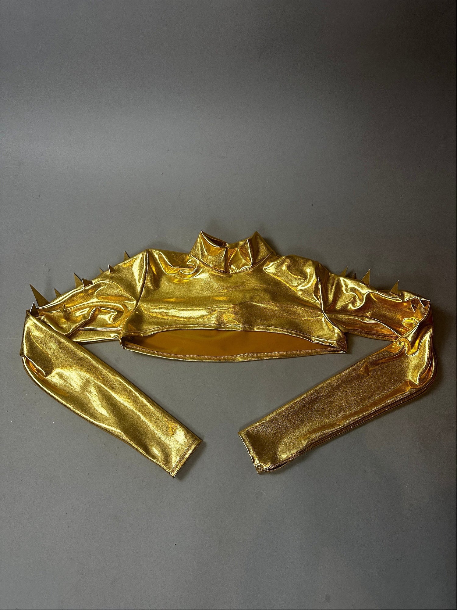 Gold Shrug With Spikes, Turtleneck, Full Sleeves