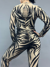 Black Sequin on Beige Catsuit, Scoop Neck, Full Sleeves