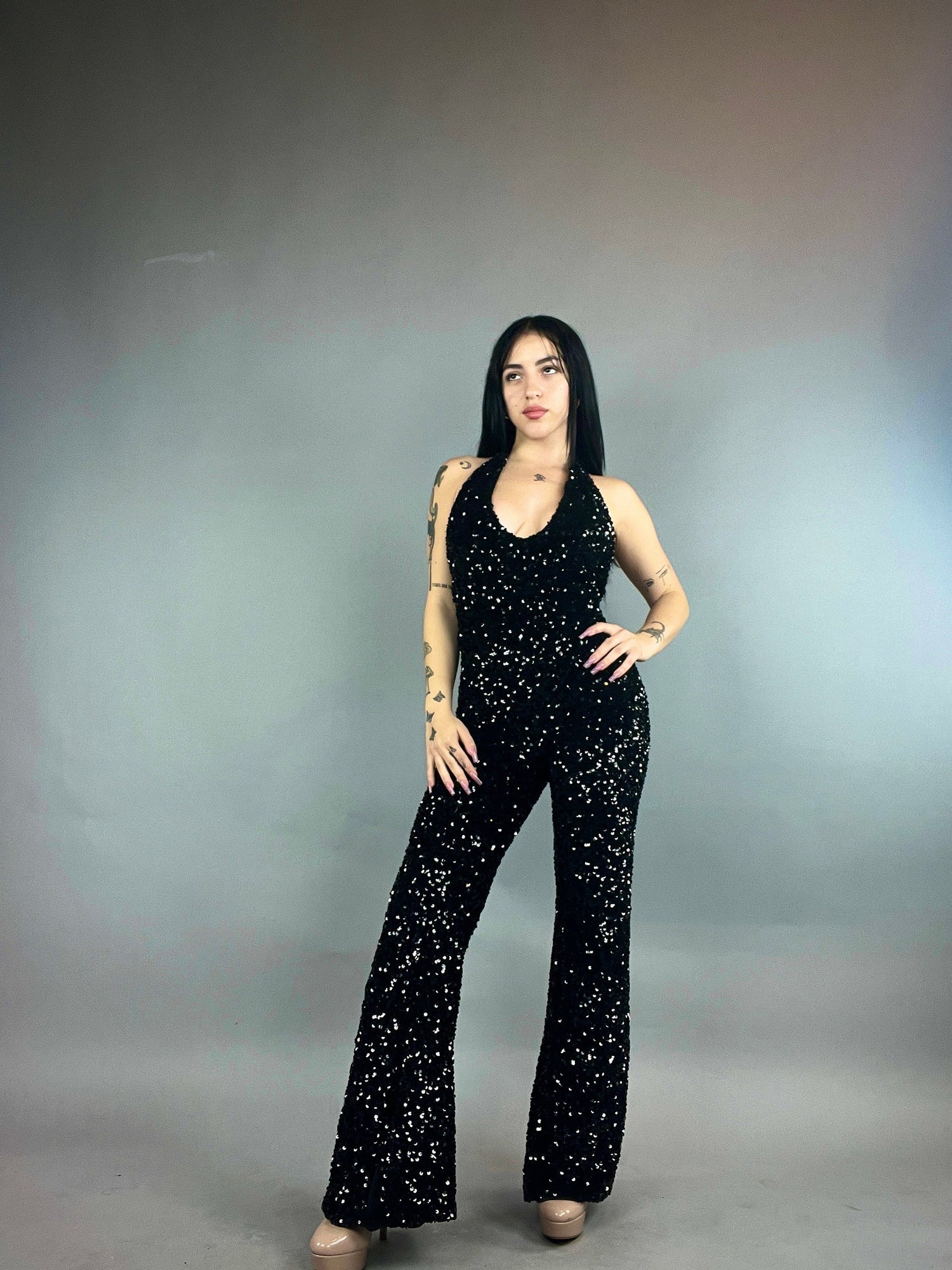 Black Swan, sparkly jumpsuit, trending now, exotic dance wear, disco catsuit