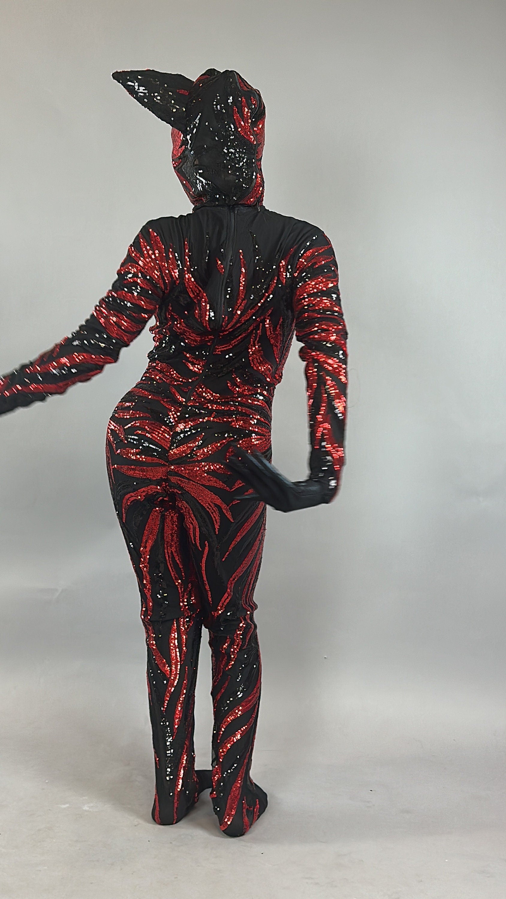 Vamp Costume, Fantasy Character , Halloween Costume, Exotic Dancewear, Sequins Catsuit, Trending Now