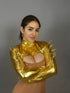 Gold Shrug With Spikes, Turtleneck, Full Sleeves