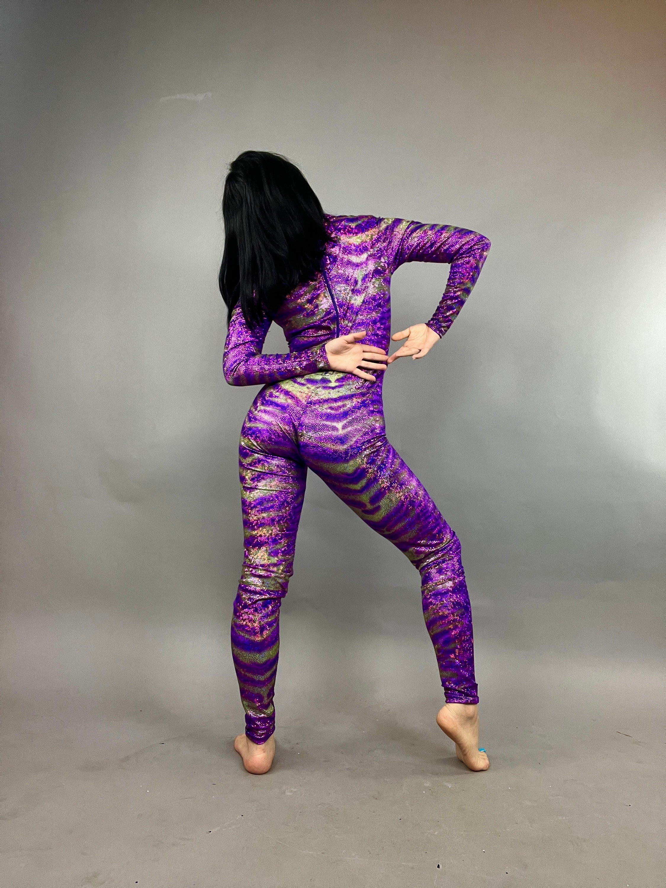 Avatar Purple Catsuit Bodysuit Costume, Full Sleeves, Turtleneck