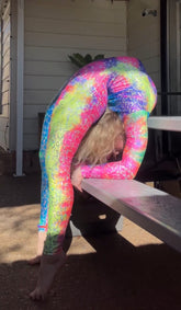Multicolor Snake Print Catsuit Bodysuit, Full Sleeves, Turtleneck, Heel Straps