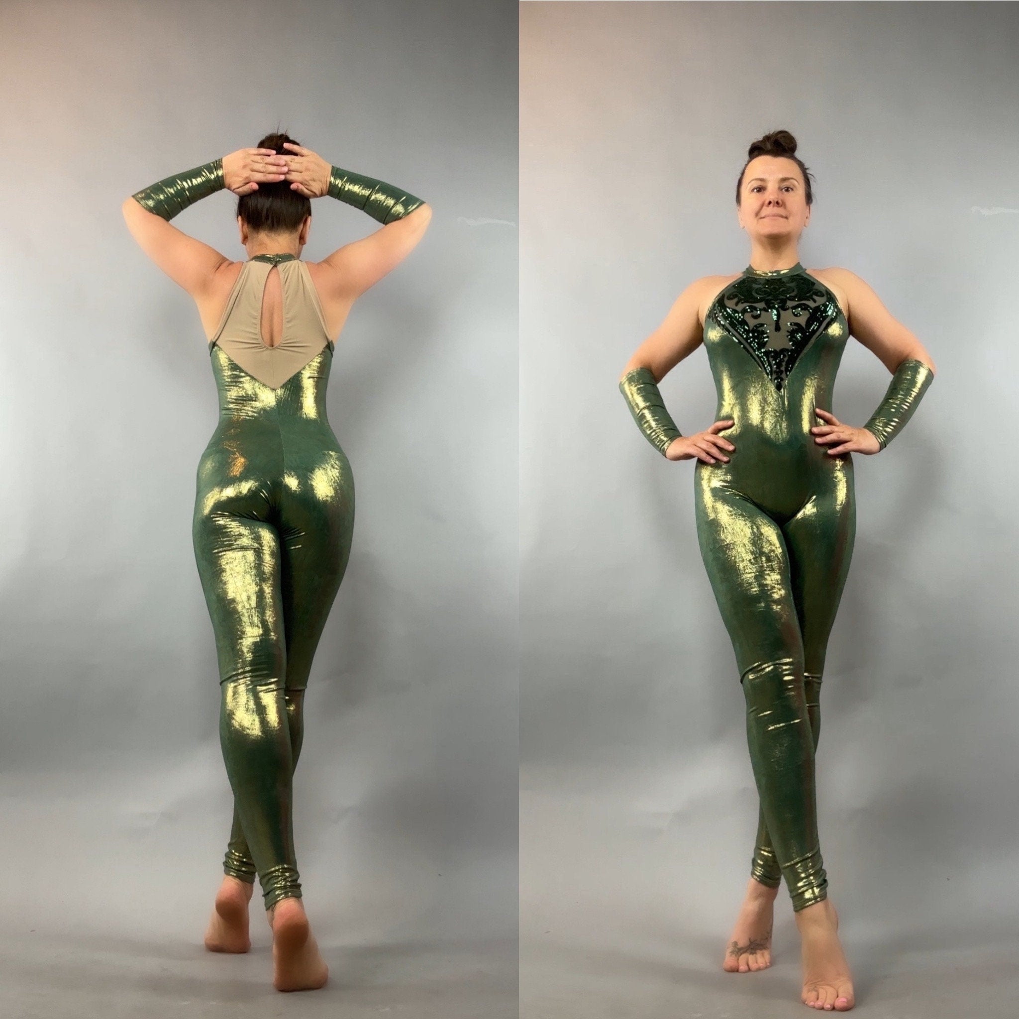Gymnastic Contortion Catsuit: Custom Aerialist Leotard for Exotic Dance, Circus & Festival Performance