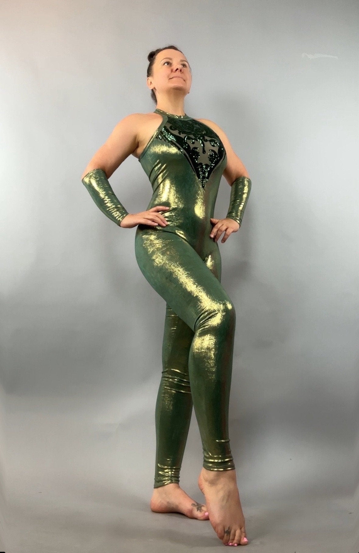 Gymnastic Contortion Catsuit: Custom Aerialist Leotard for Exotic Dance, Circus & Festival Performance