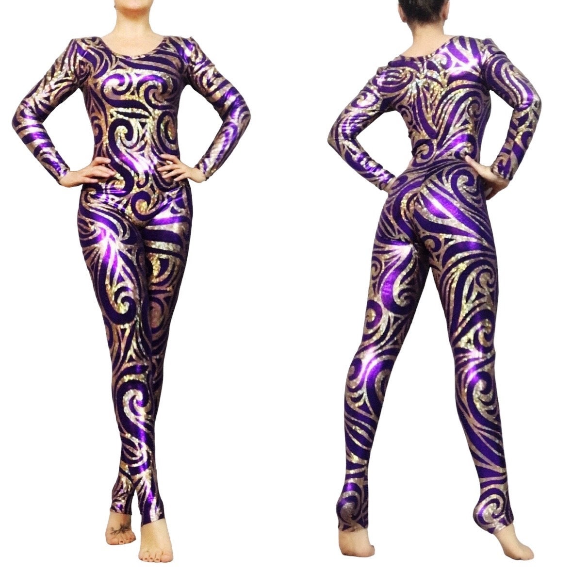 Shiny Spandex catsuit, gymnastic leotard,exotic dance wear, trending now, dance competition, aerialist costume.