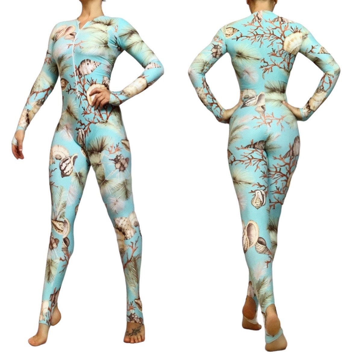 Under the Sea Outfit, Beautiful Seashell Bodysuit for Women, Activewear, Wetsuit, Mermaid Costume, New Trend Made in USA