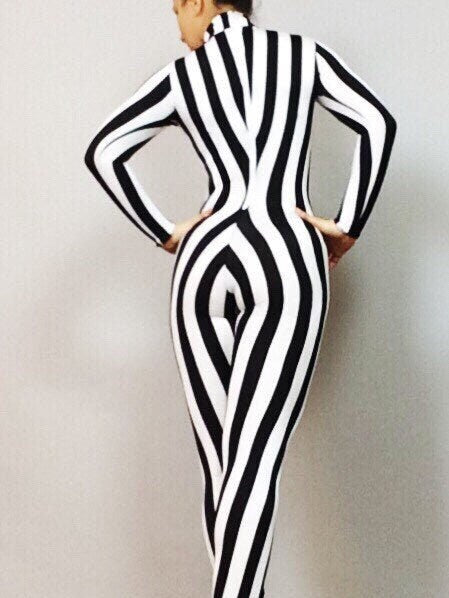 Exotic Stripe Dance Bodysuit for Gymnastics and Circus Parties
