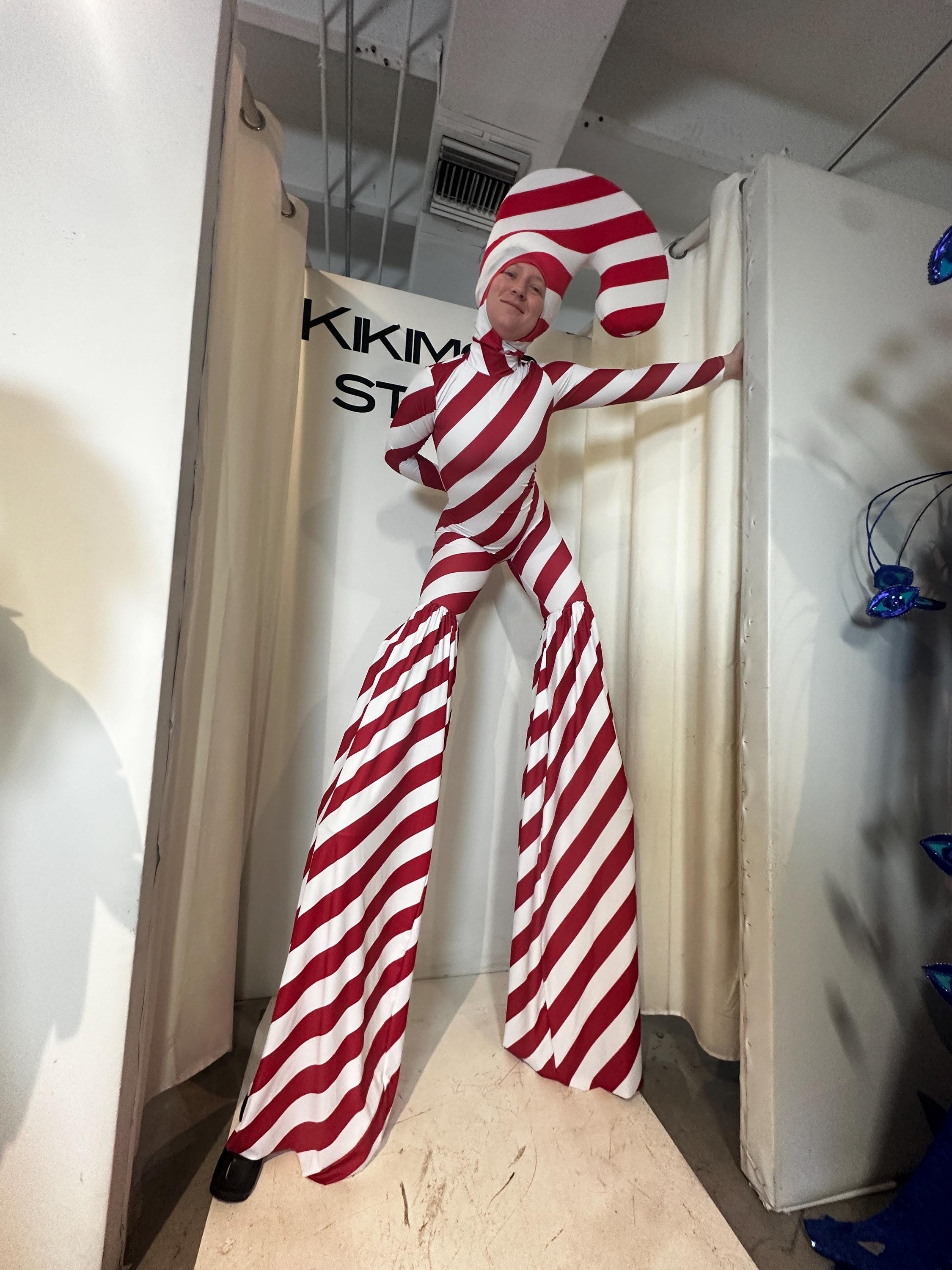 Stilt Walker. Silts covers. Christmas costume. Holiday costume