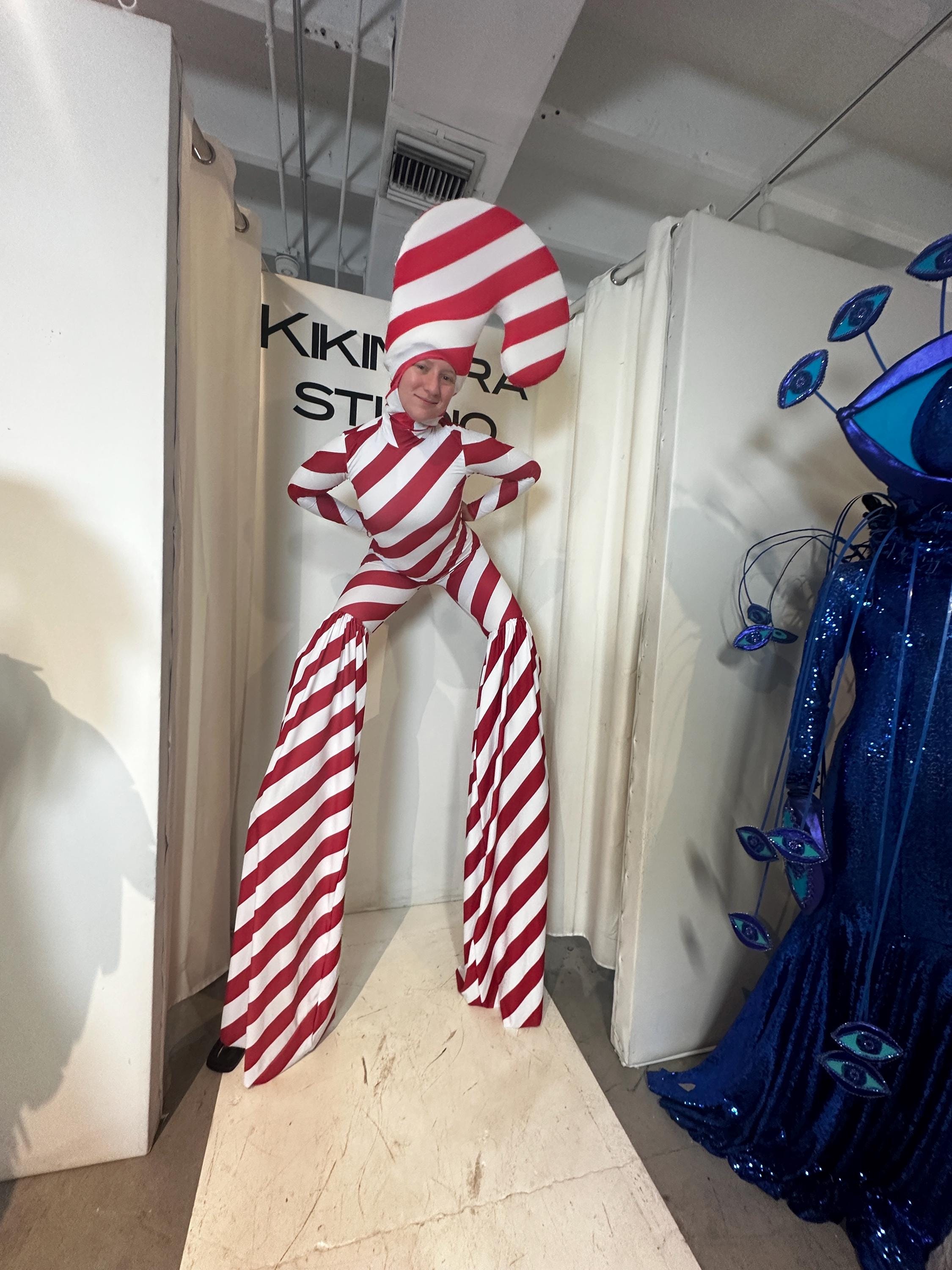 Stilt Walker. Silts covers. Christmas costume. Holiday costume