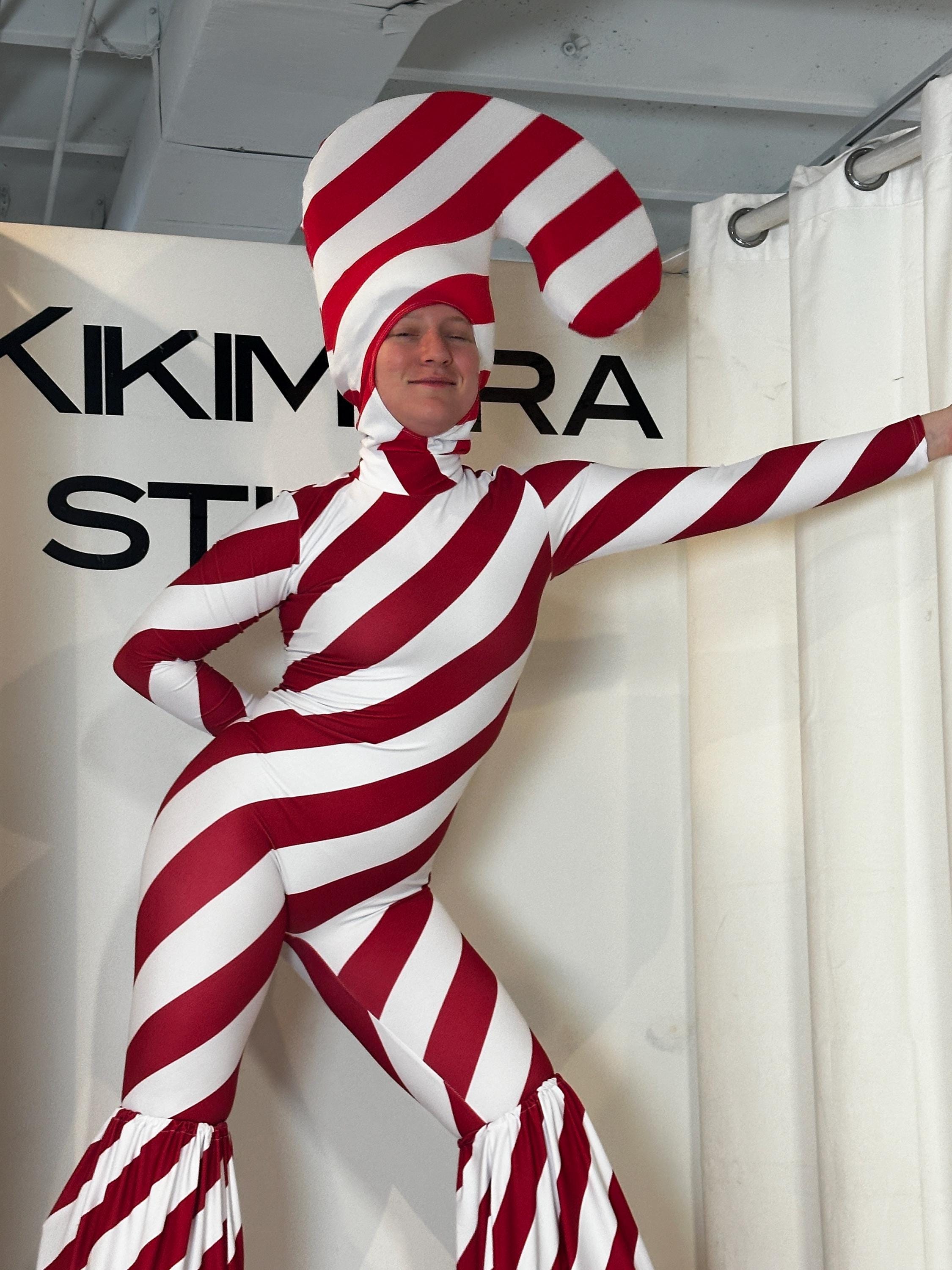 Stilt Walker. Silts covers. Christmas costume. Holiday costume