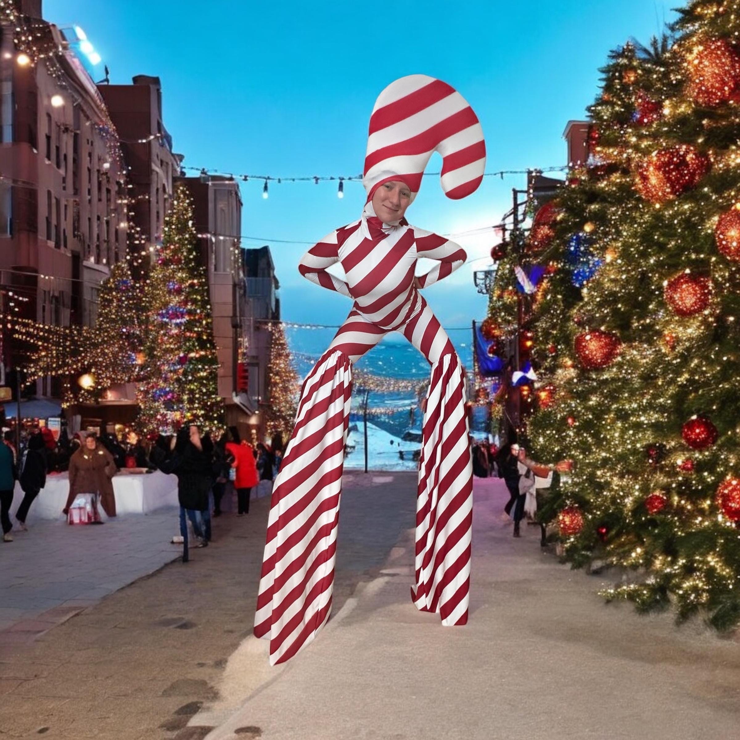 Stilt Walker. Silts covers. Christmas costume. Holiday costume