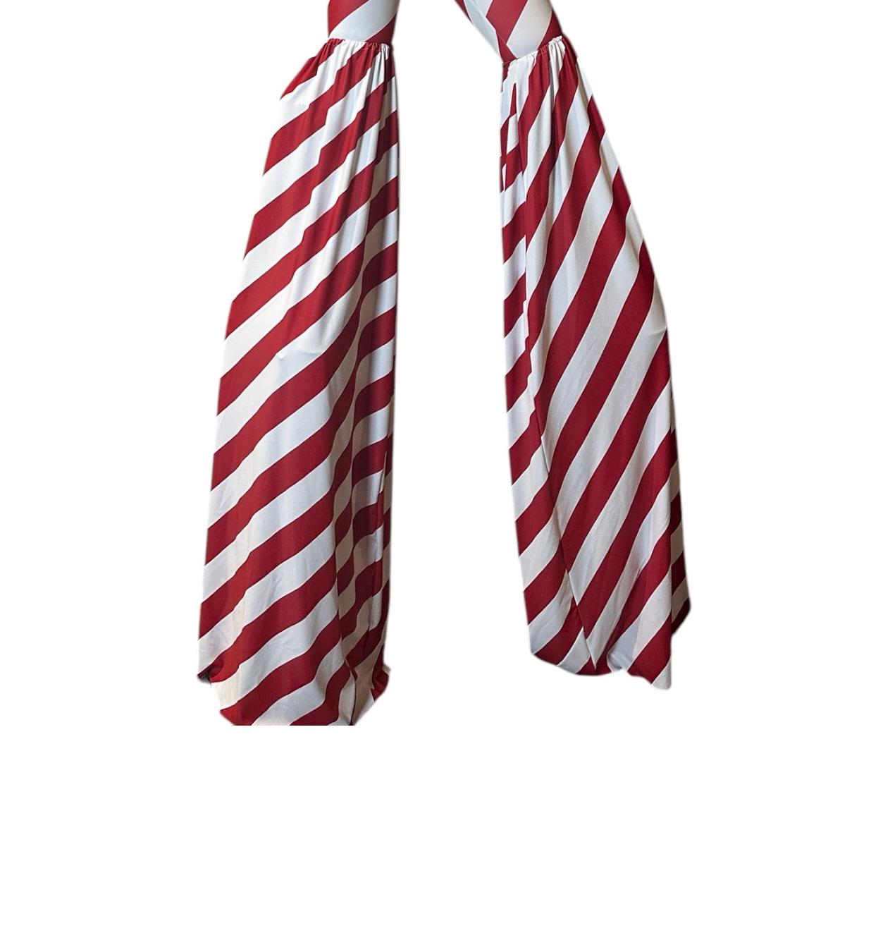 Candy Cane Stilt Cover, Red and White Stripes, Wide-Leg Pants