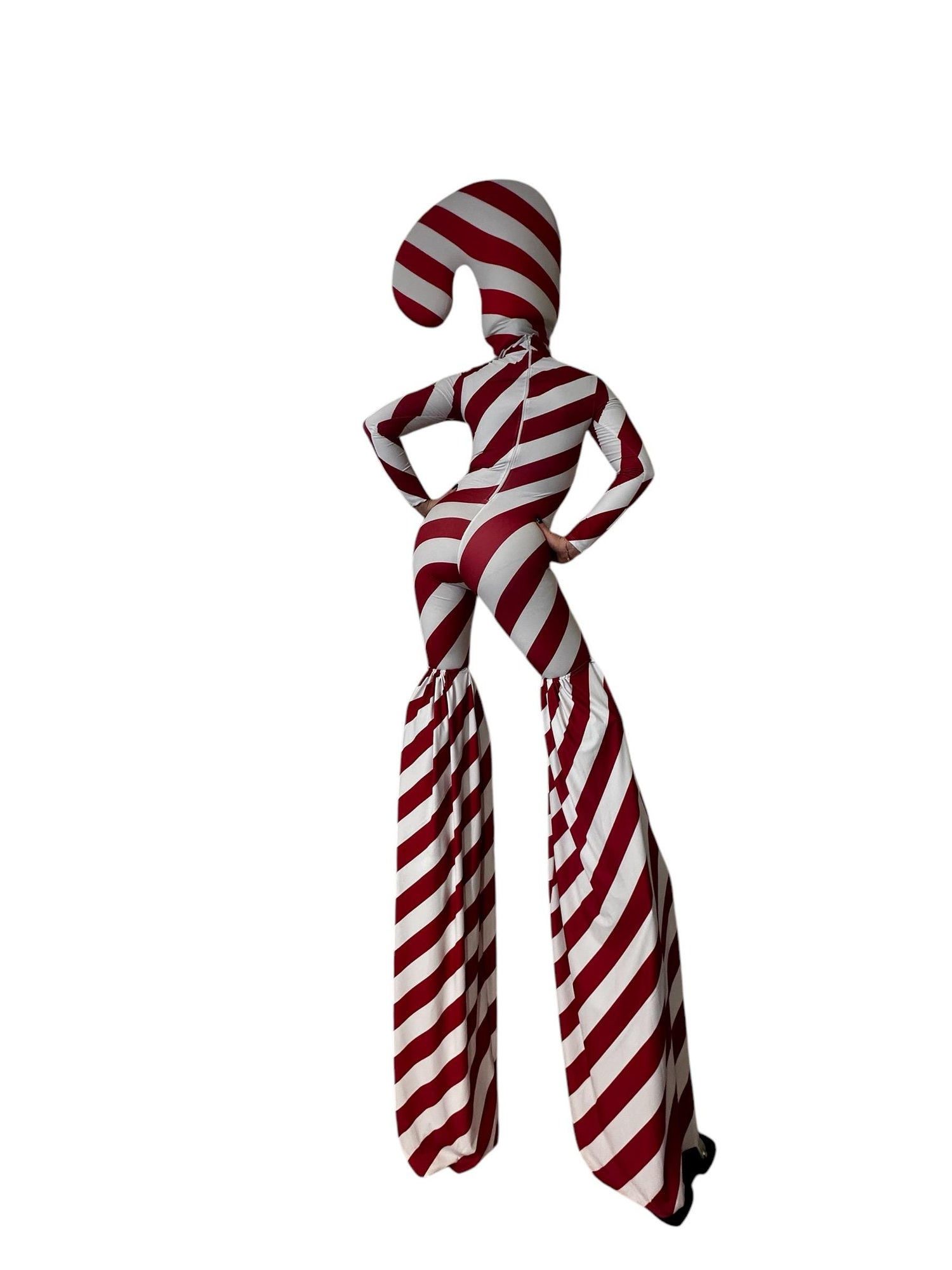 Candy Cane Stilt Cover, Red and White Stripes, Wide-Leg Pants
