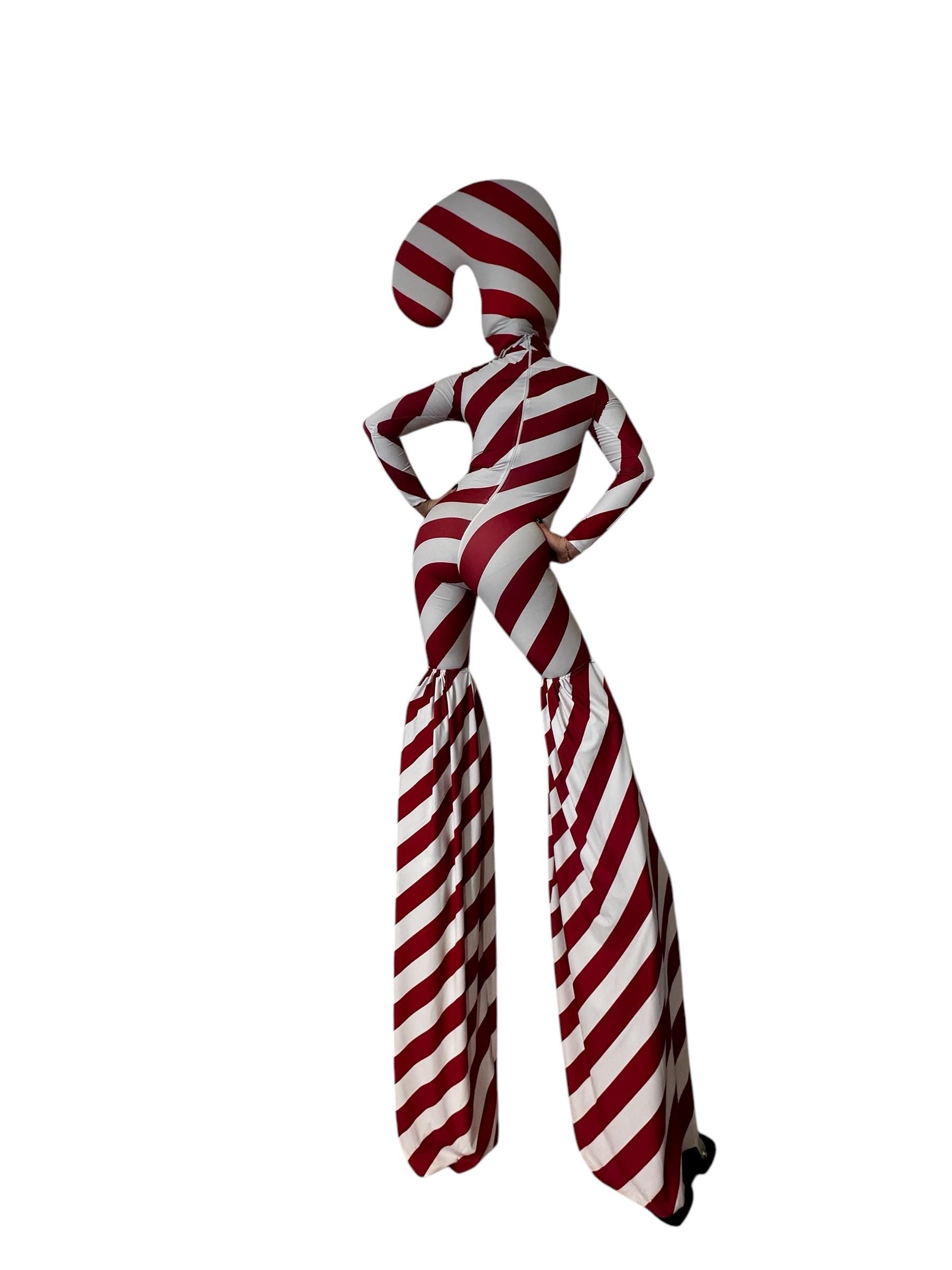 Candy Cane Stilt Cover, Red and White Stripes, Wide-Leg Pants
