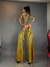 Gold Shiny Stilt Cover, Long And Flared Pant Covers