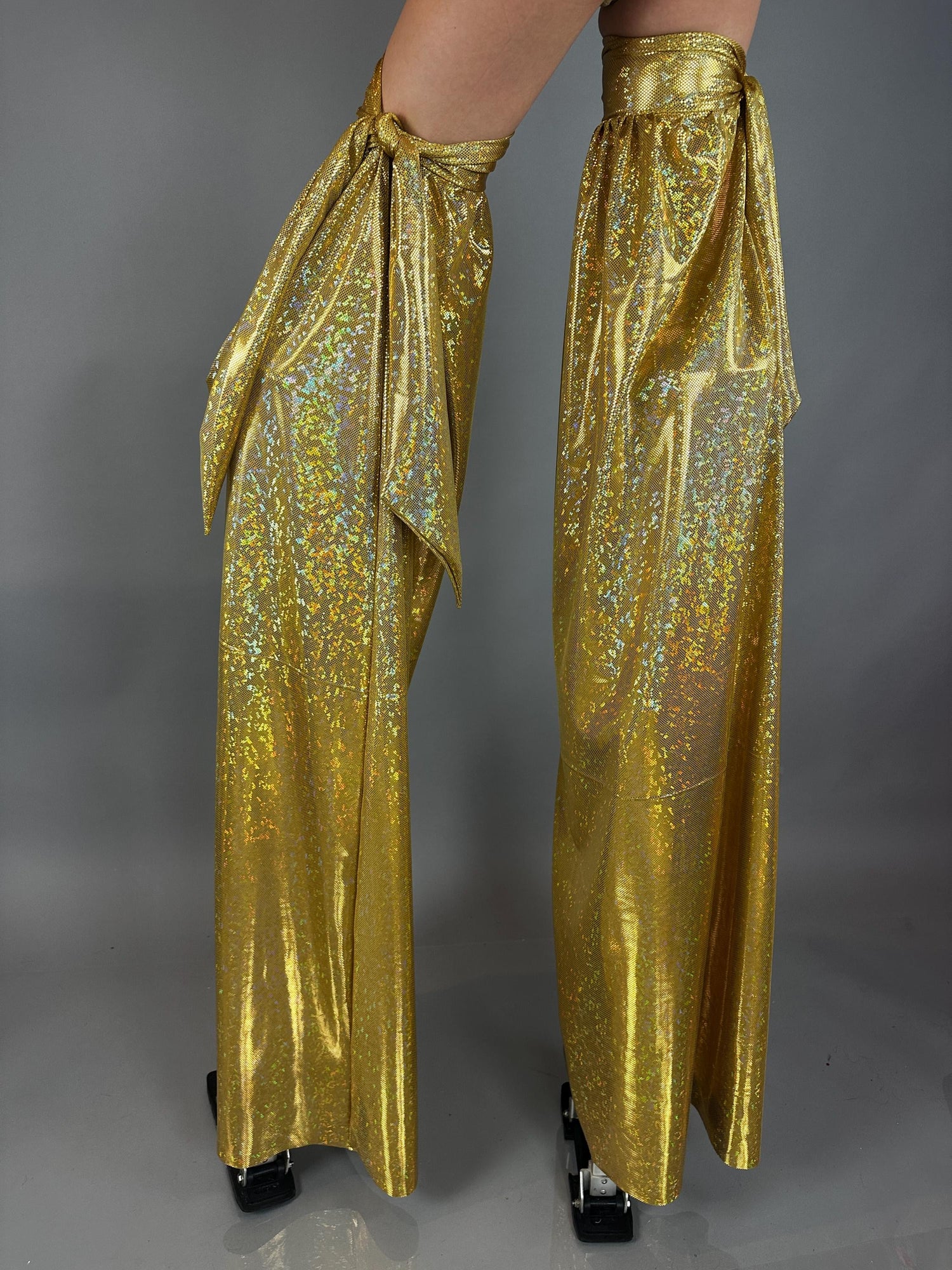 Gold Shiny Stilt Cover, Long And Flared Pant Covers