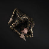 Black Swirl On Holographic Catsuit, Scoop Neck, Full Sleeves