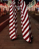 Candy Cane Stilt Cover, Red and White Stripes, Wide-Leg Pants