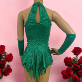 Shiny Green Leotard, Halterneck, Hand Accessories