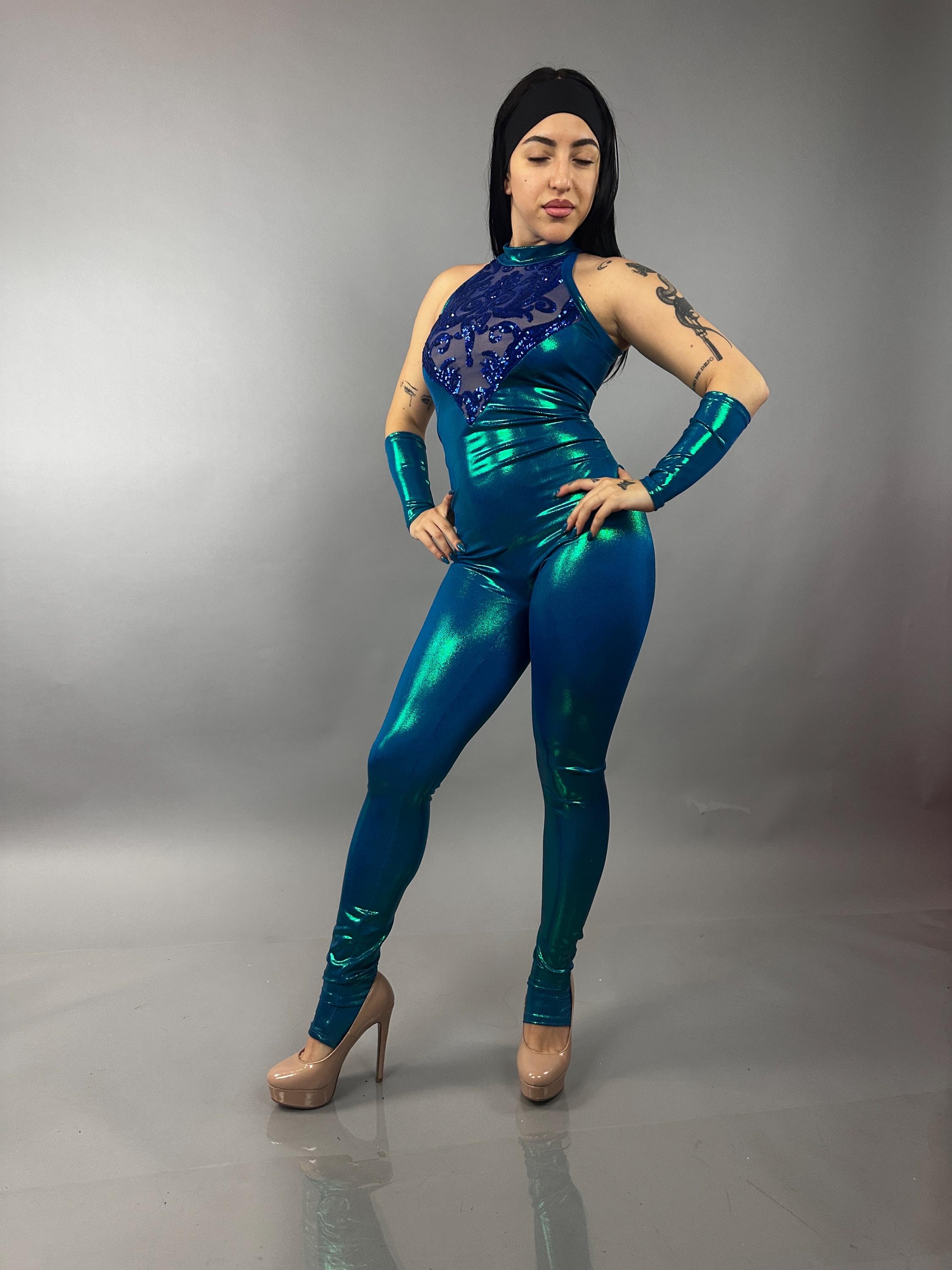 Blue Fairy, Rave, Music festival, Gymnastic costume, Contortion Catsuit , Aerialist gift, exotic dance wear, Stage outfit.