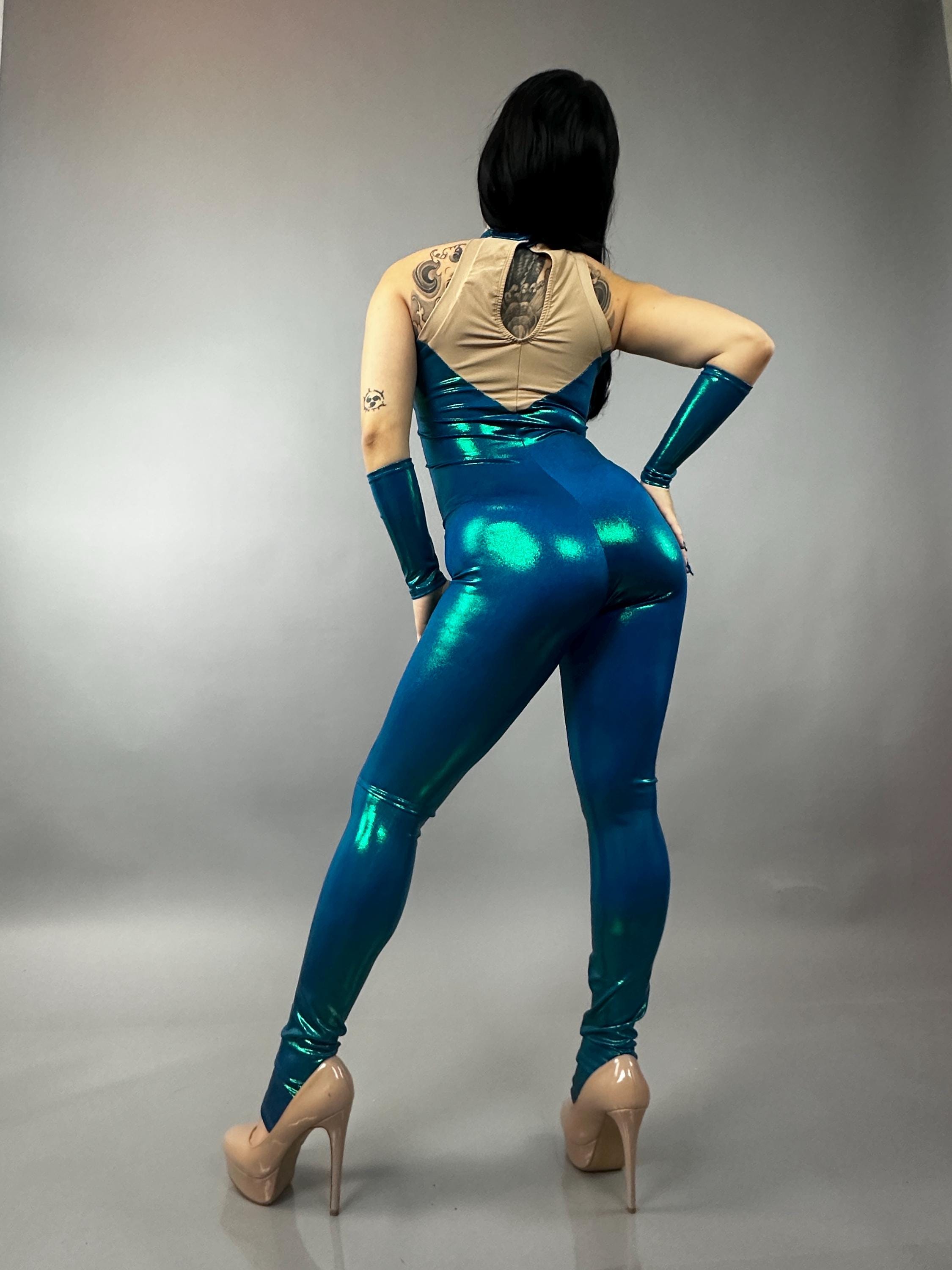 Blue Fairy, Rave, Music festival, Gymnastic costume, Contortion Catsuit , Aerialist gift, exotic dance wear, Stage outfit.