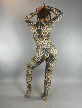 Snake costume, Contortion outfit, exotic dance wear, water sport clothing, spandex catsuit, trendy now, festival fashion.