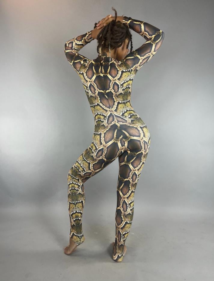 Snake costume, Contortion outfit, exotic dance wear, water sport clothing, spandex catsuit, trendy now, festival fashion.