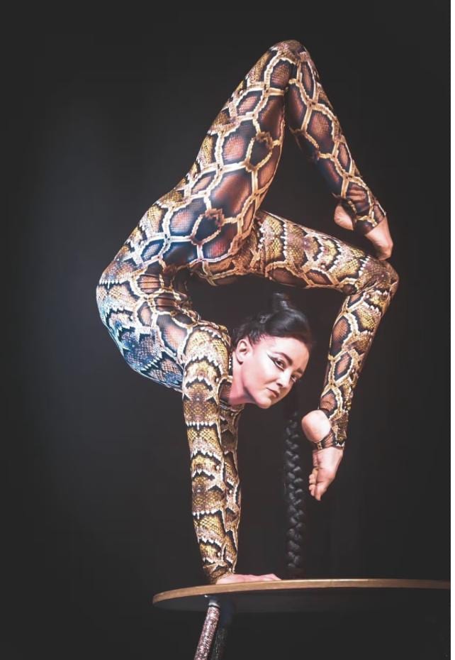 Snake costume, Contortion outfit, exotic dance wear, water sport clothing, spandex catsuit, trendy now, festival fashion.