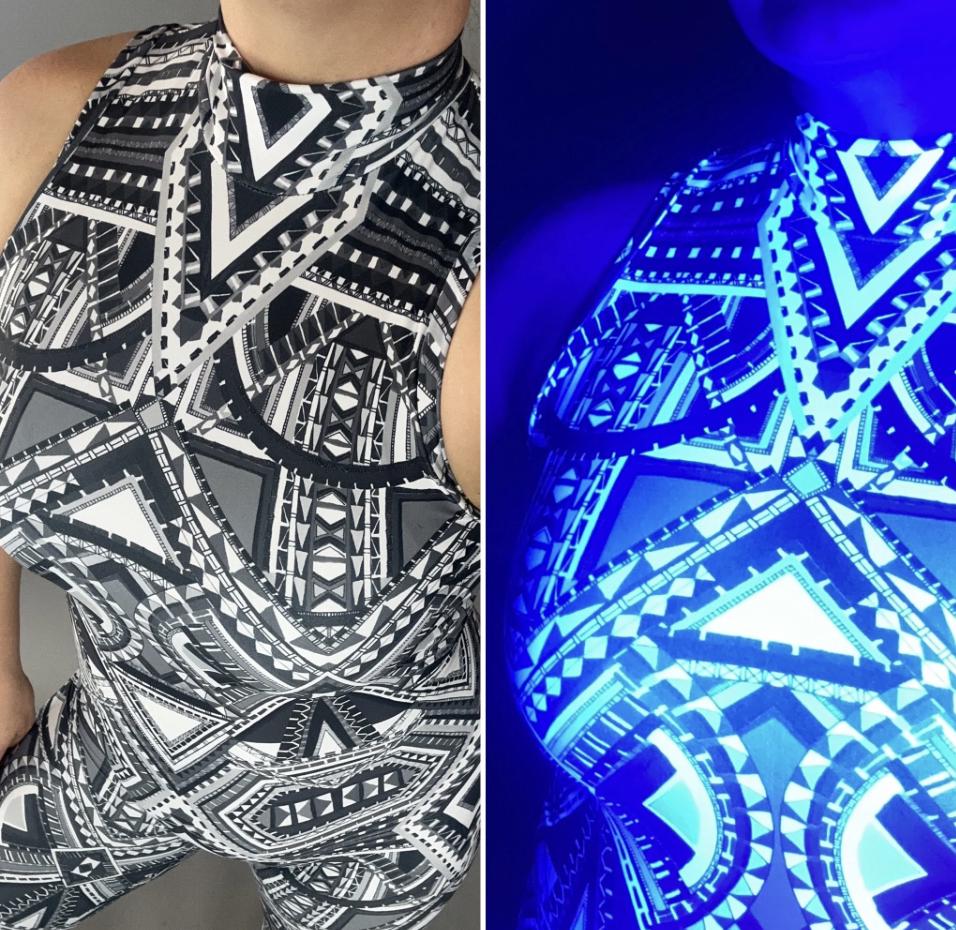 Spandex catsuit, yoga jumpsuit, exotic dance wear, geometric print, Spandex bodysuit, unisex clothing, Trending Now.